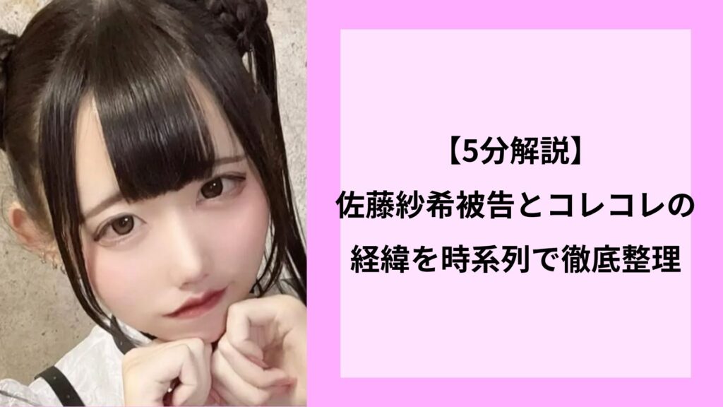 【5分解説】佐藤紗希被告とコレコレの経緯を時系列で徹底整理